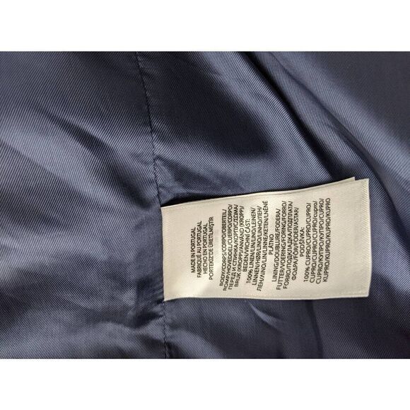 Polo Ralph Lauren Double- Breasted Linen Navy Chambray Long Blazer Coat Lightwei - Picture 6 of 10